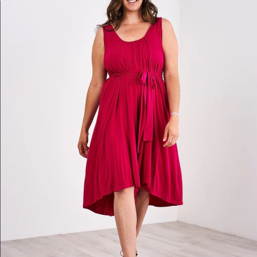 Latched Mama Bright Red Sleeveless Nursing Romper